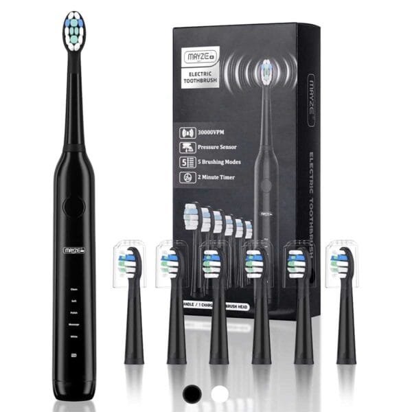 MAYZE electric Toothbrush For Adults With 6 Brush Heads