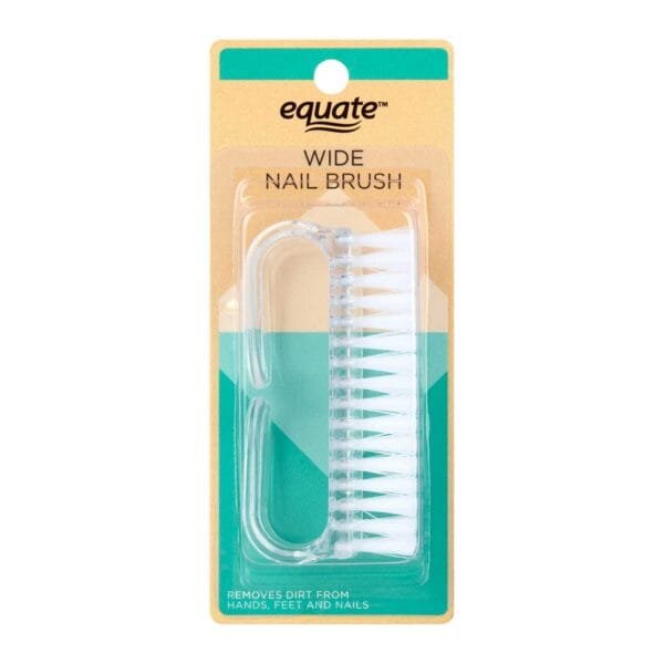 Equate Beauty Easy Grip Wide Handle Finger Nail Cleaning Brush, Clear